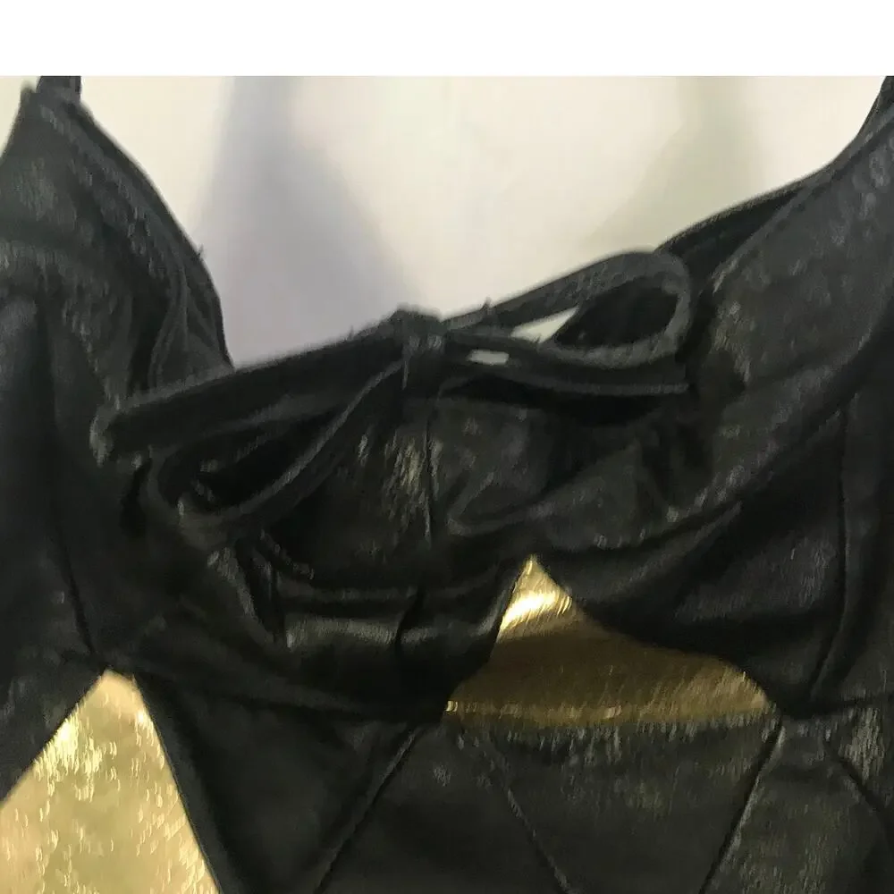 33 East Etra Purse Rare Vintage Bucket Leather Black Gold Triangle Boho Italy